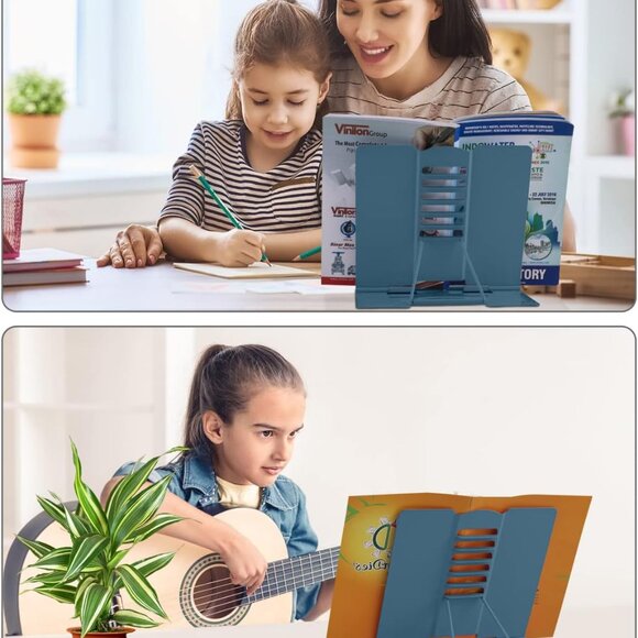 Desk Book Stand Holder for Reading, Adjustable Cookbook Stand Metal Reading Stan - Picture 5 of 6